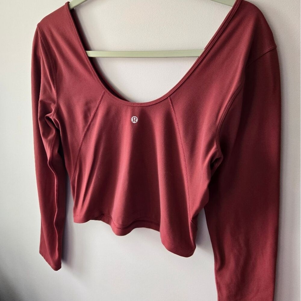 Lululemon Align™ Wide-Neck Long-Sleeve Shirt *Crop - Rose/Terracotta 6/8 - Picture 2 of 5